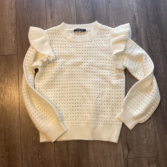 Sugarlips Chesapeake Pointelle Ruffle Detail Sweater S - Picture 4 of 7